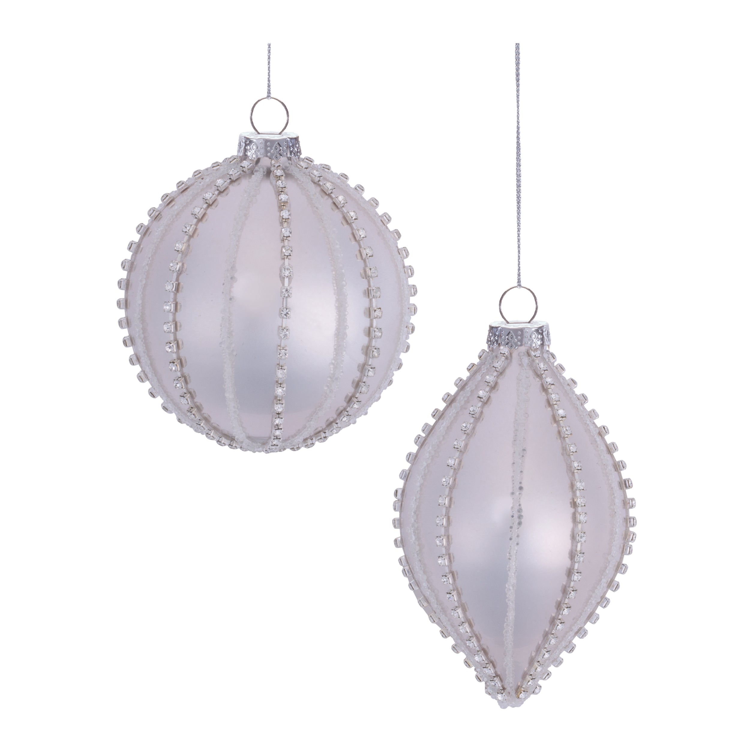 Ornament (2 set of) 4"D, 5"H Glass