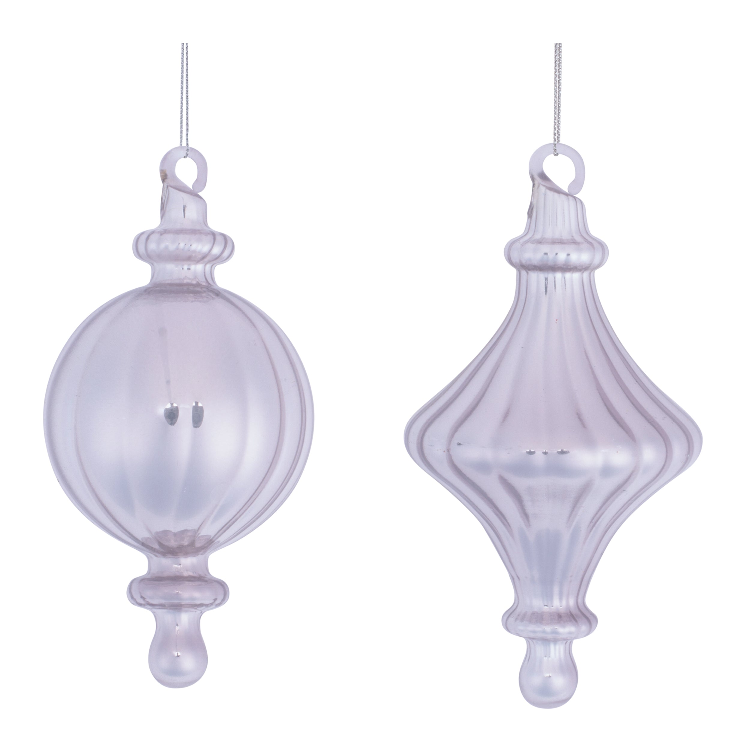 Ornament (2 set of) 4.25"H, 4.5"H Glass