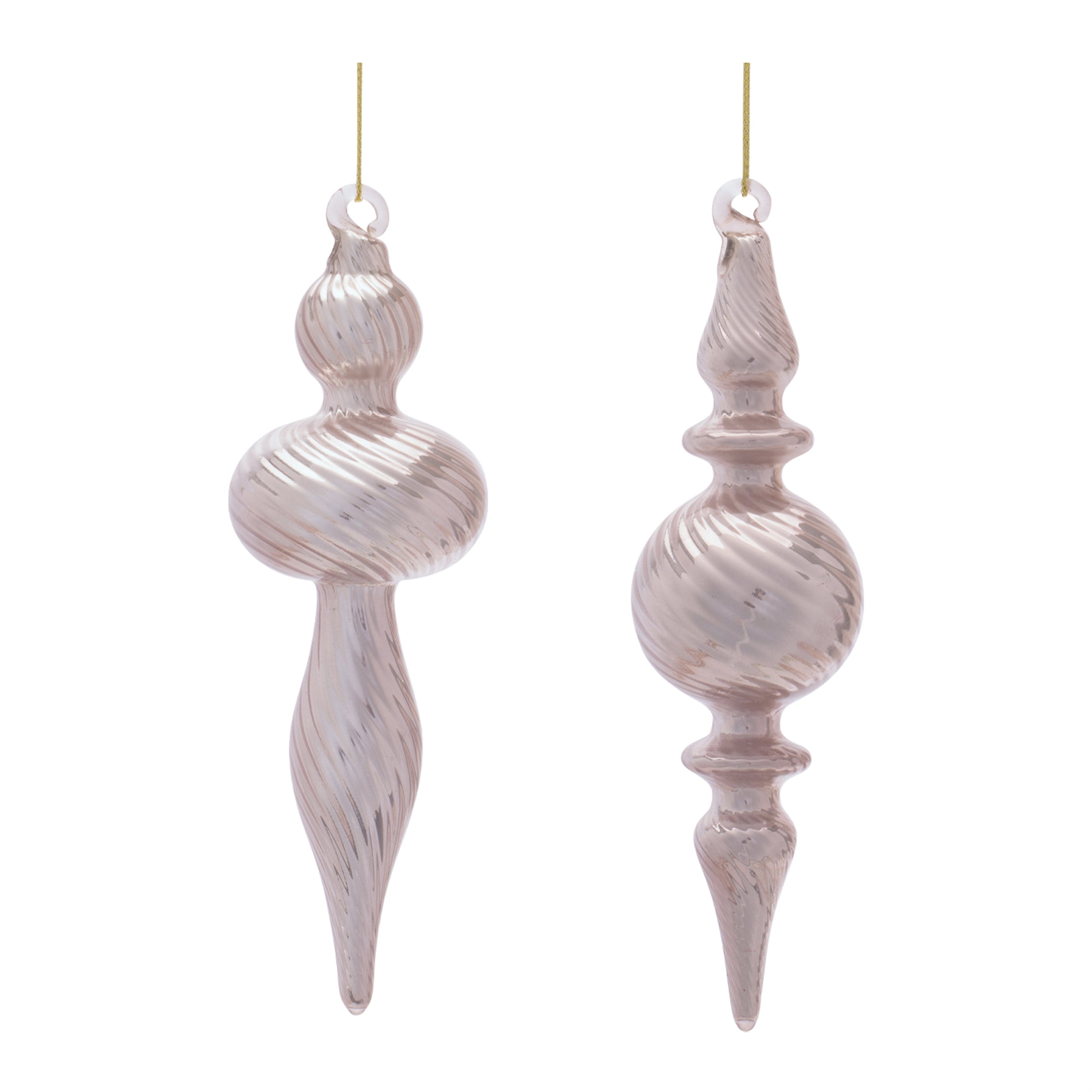 Finial Ornament (2 set of) 6”H Glass