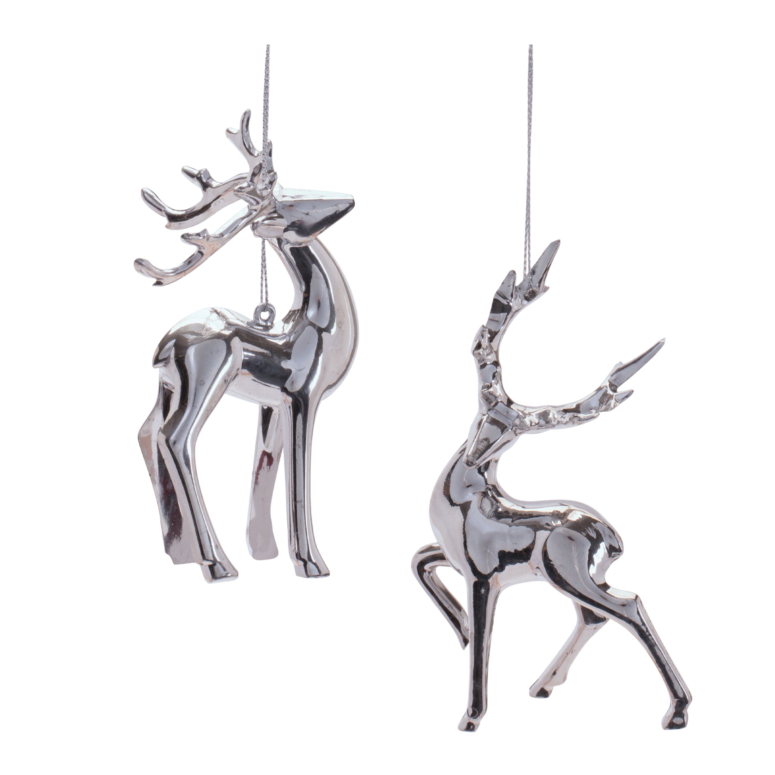 Deer Ornament (2 set of) 5”H Glass