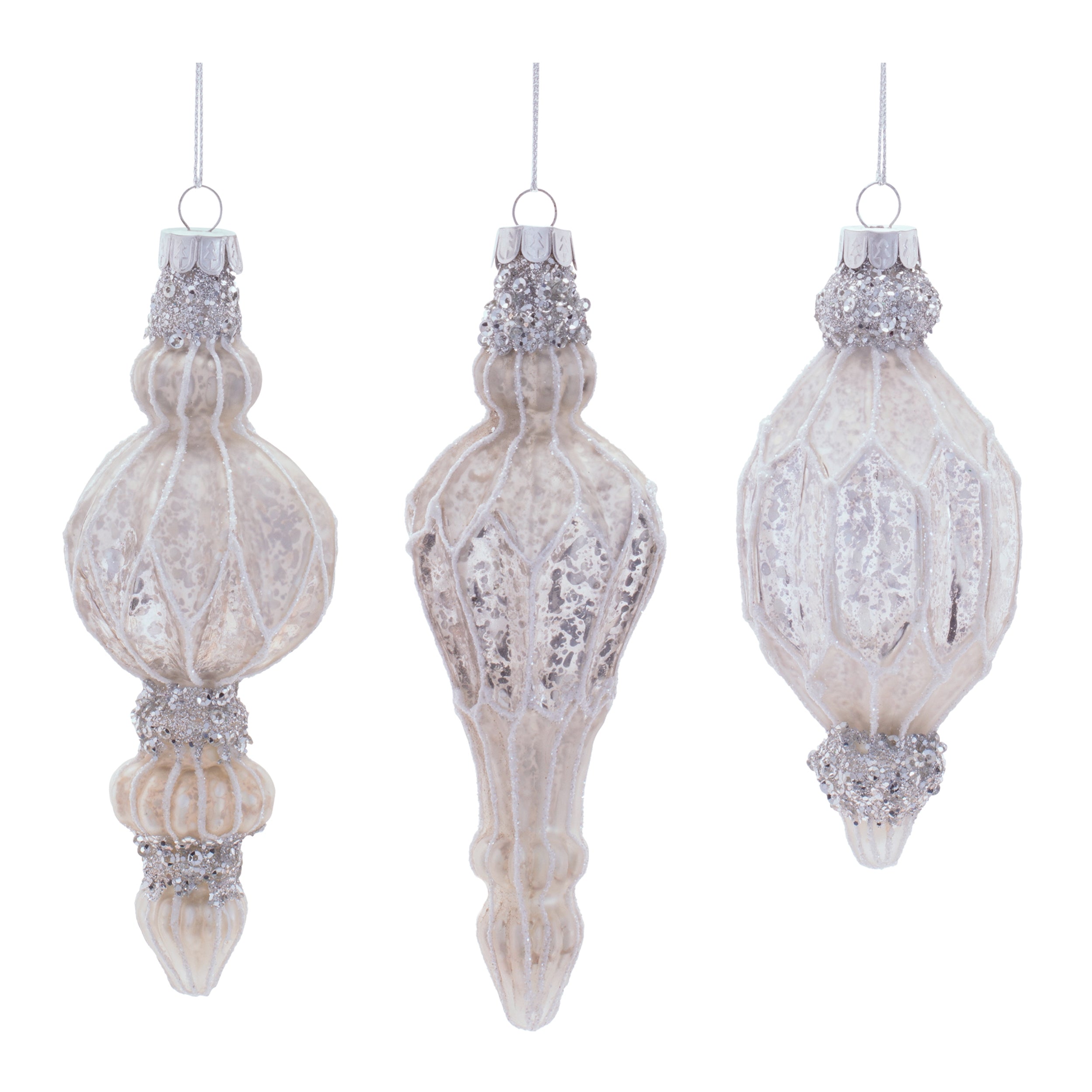 Drop Ornament (3 set of) 4.75"H, 6"H, 6.25"H Glass