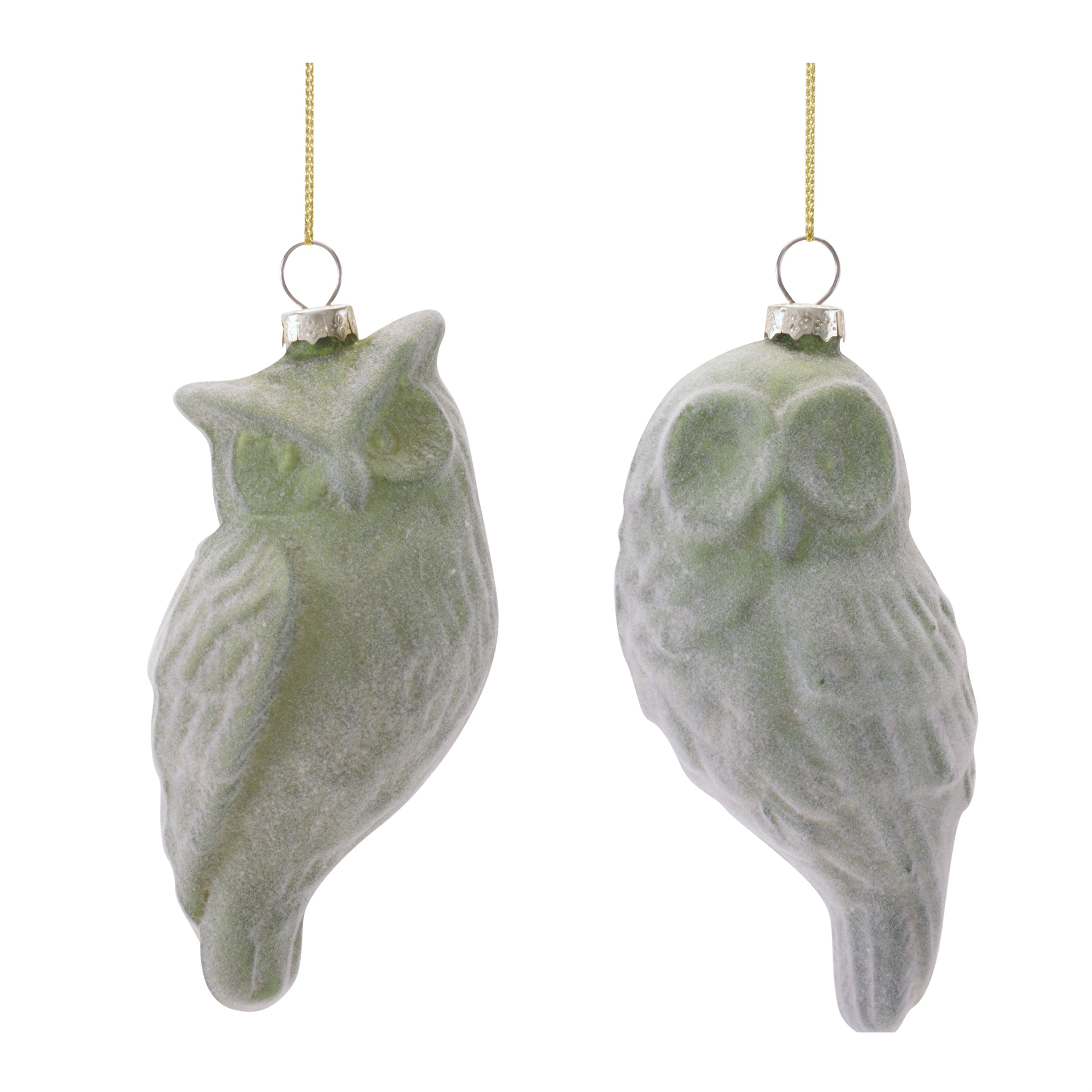 Owl Ornament (2 set of) 5.25”H Glass