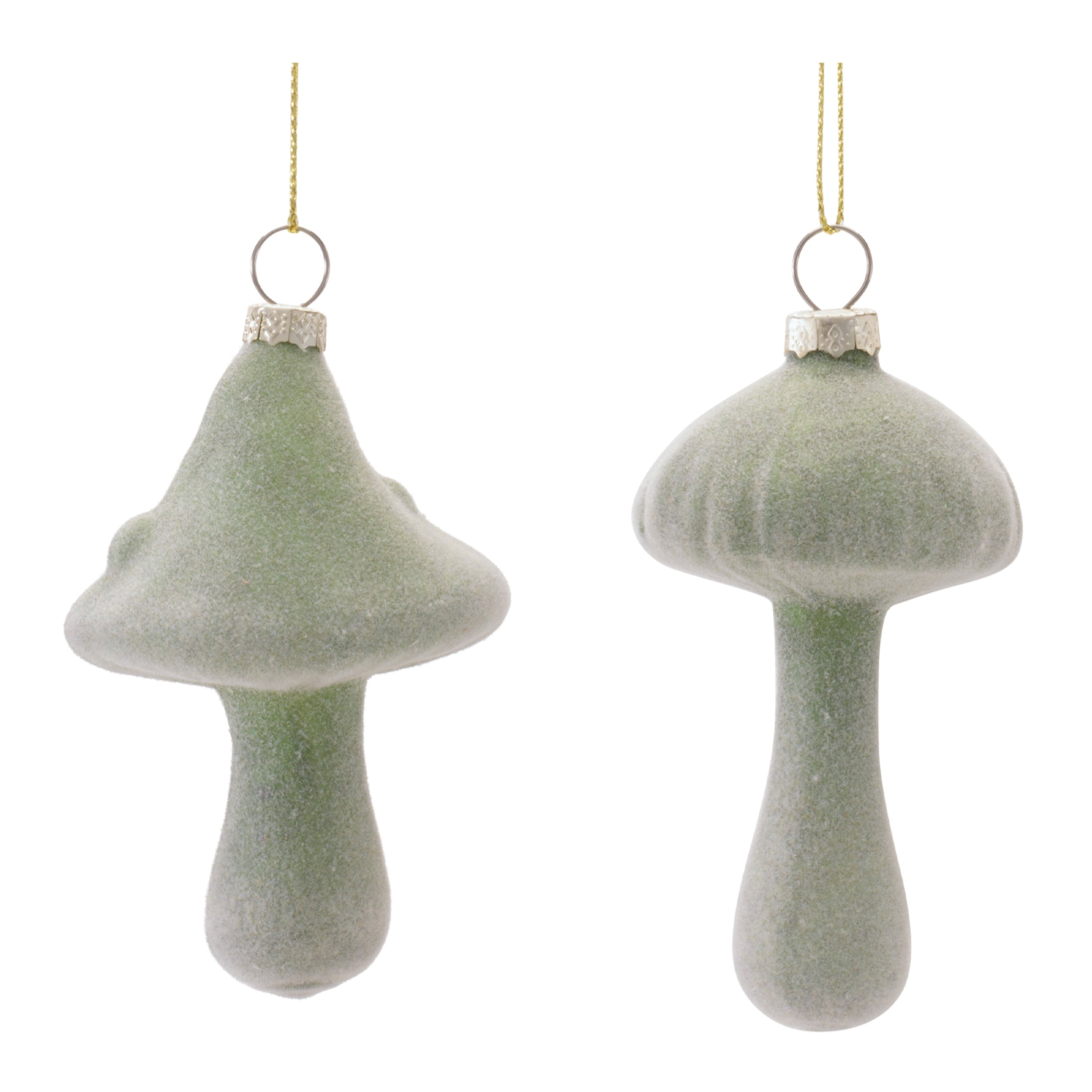 Mushroom Ornament (2 set of) 3.25"H, 3.75"H Glass