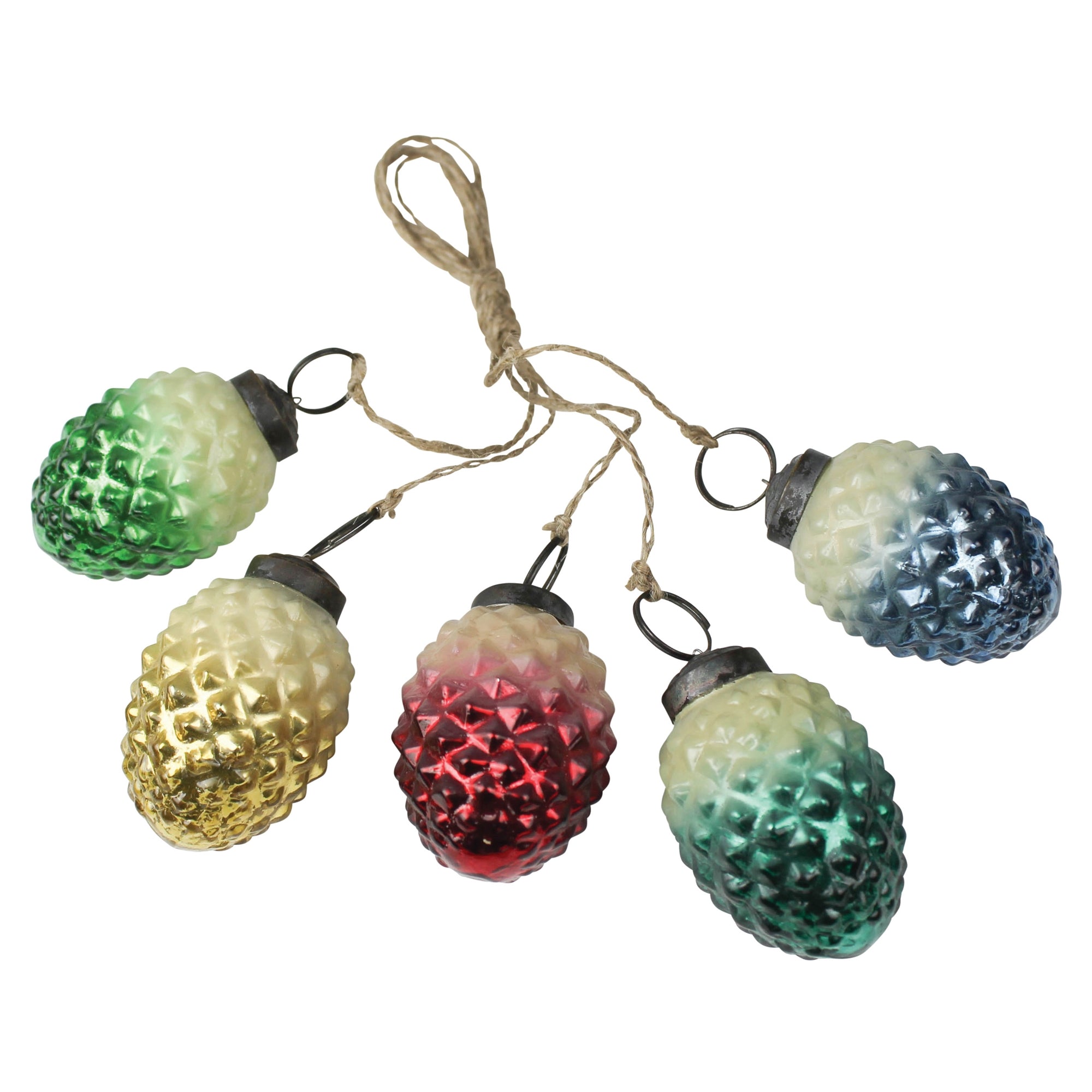 Cone Ornaments, Glass - Set of 5