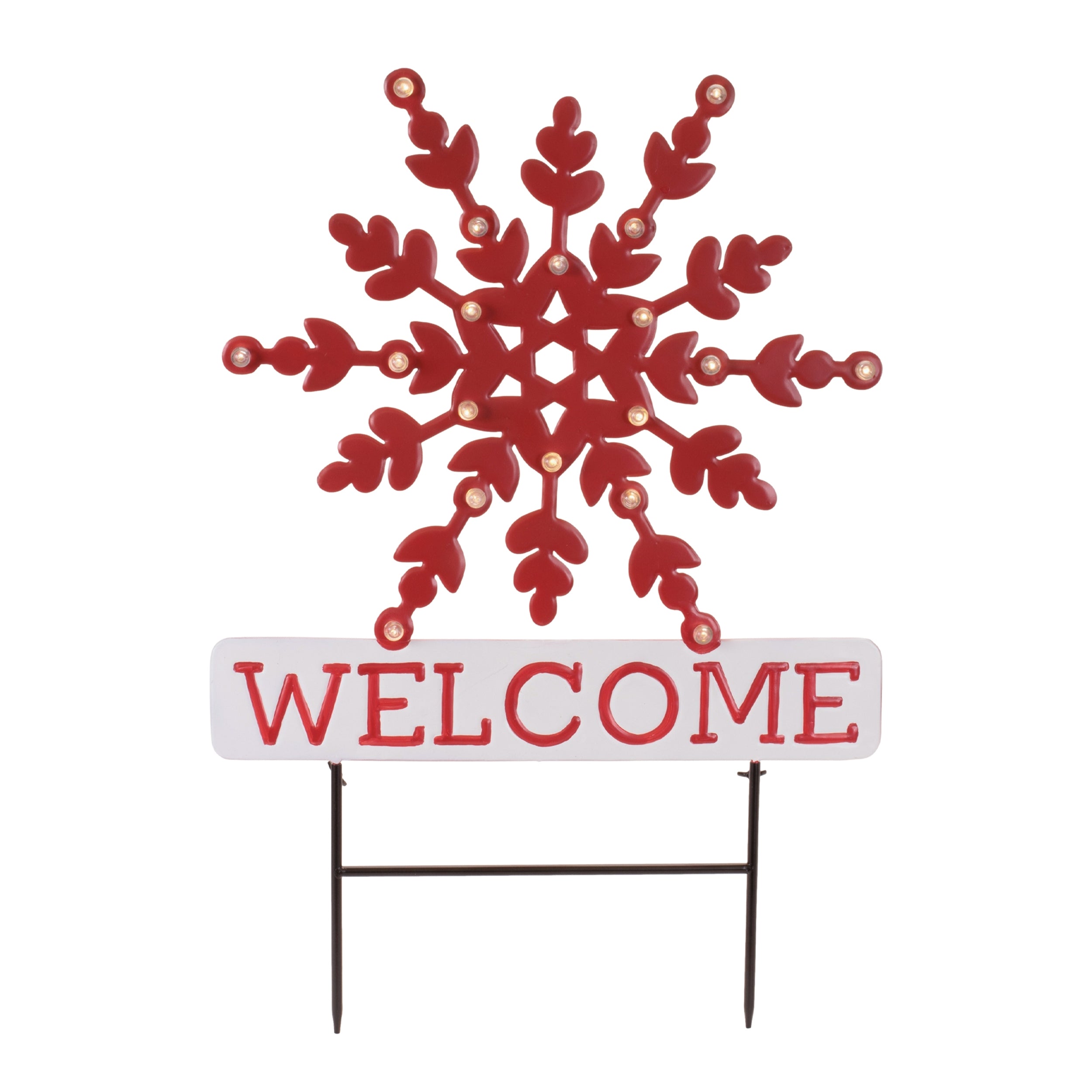 LED Welcome Planter Stake 19.5"L x 28"H Metal 3 AAA Batteries Not Included