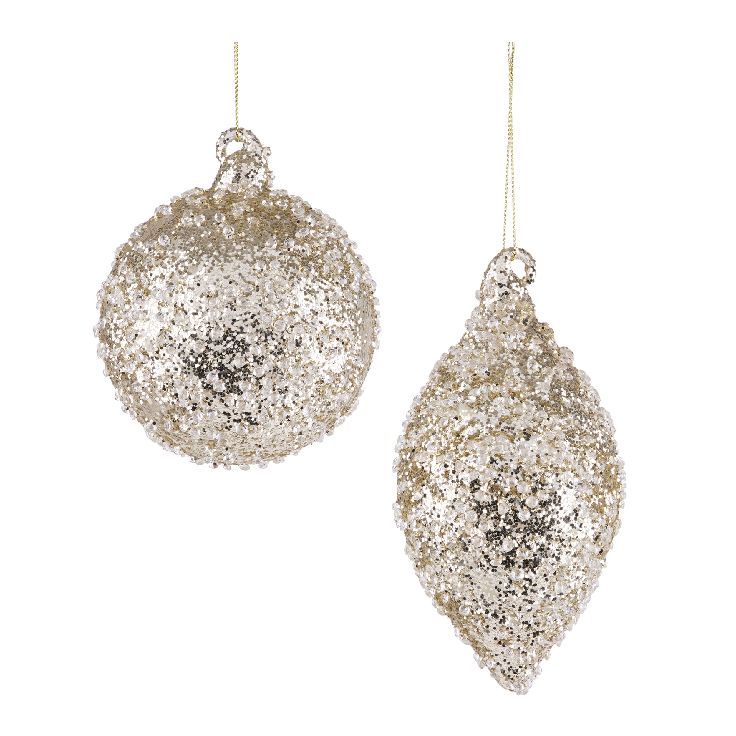 Ornament (2 set of) 4"D, 5.5"H Glass