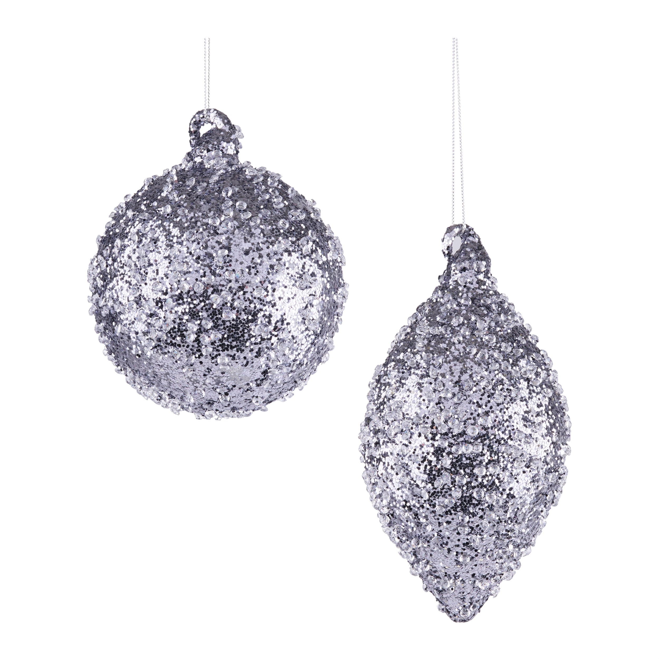 Ornament (2 set of) 4"D, 5.5"H Glass