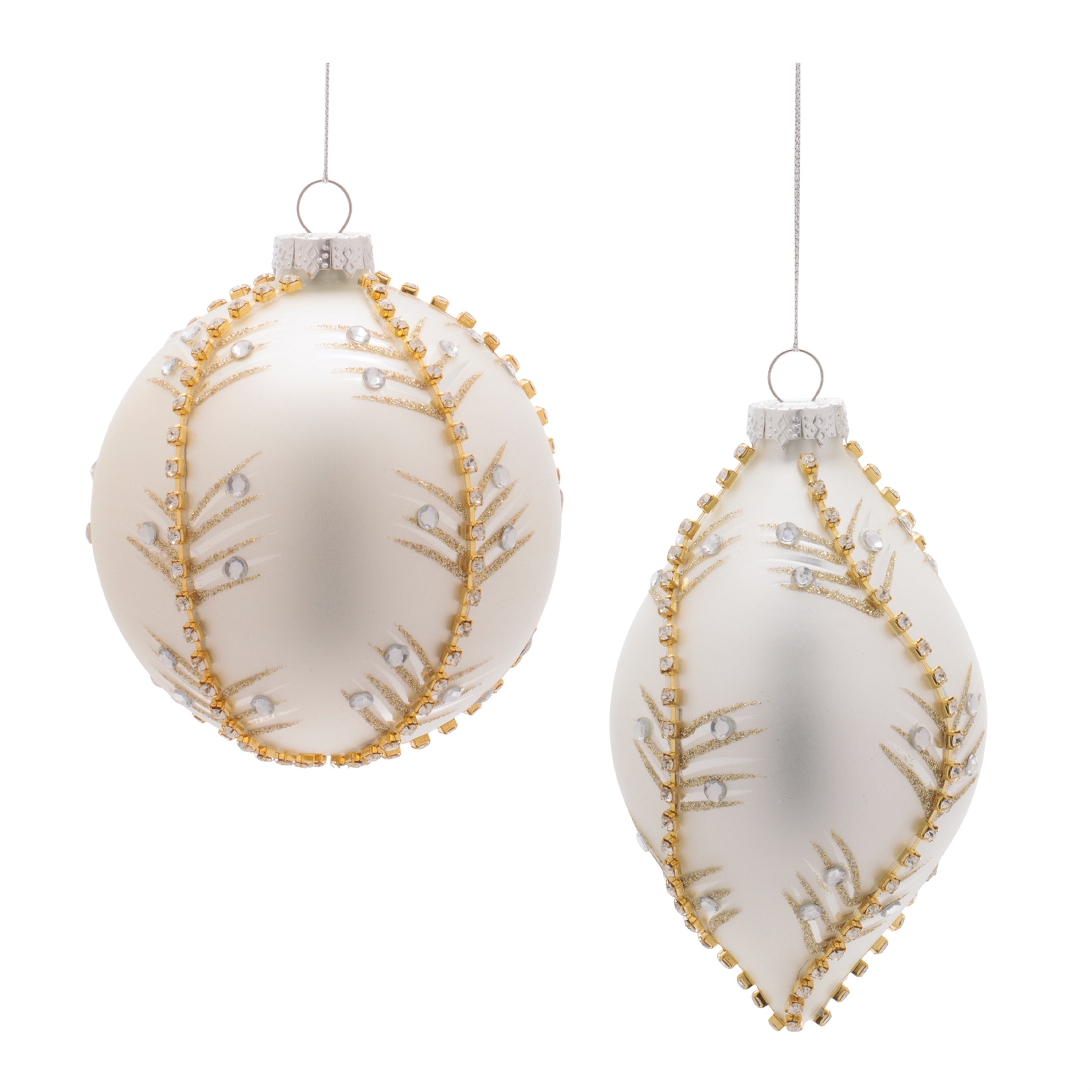 Ornament (2 set of) 4"D, 4.25"H Glass