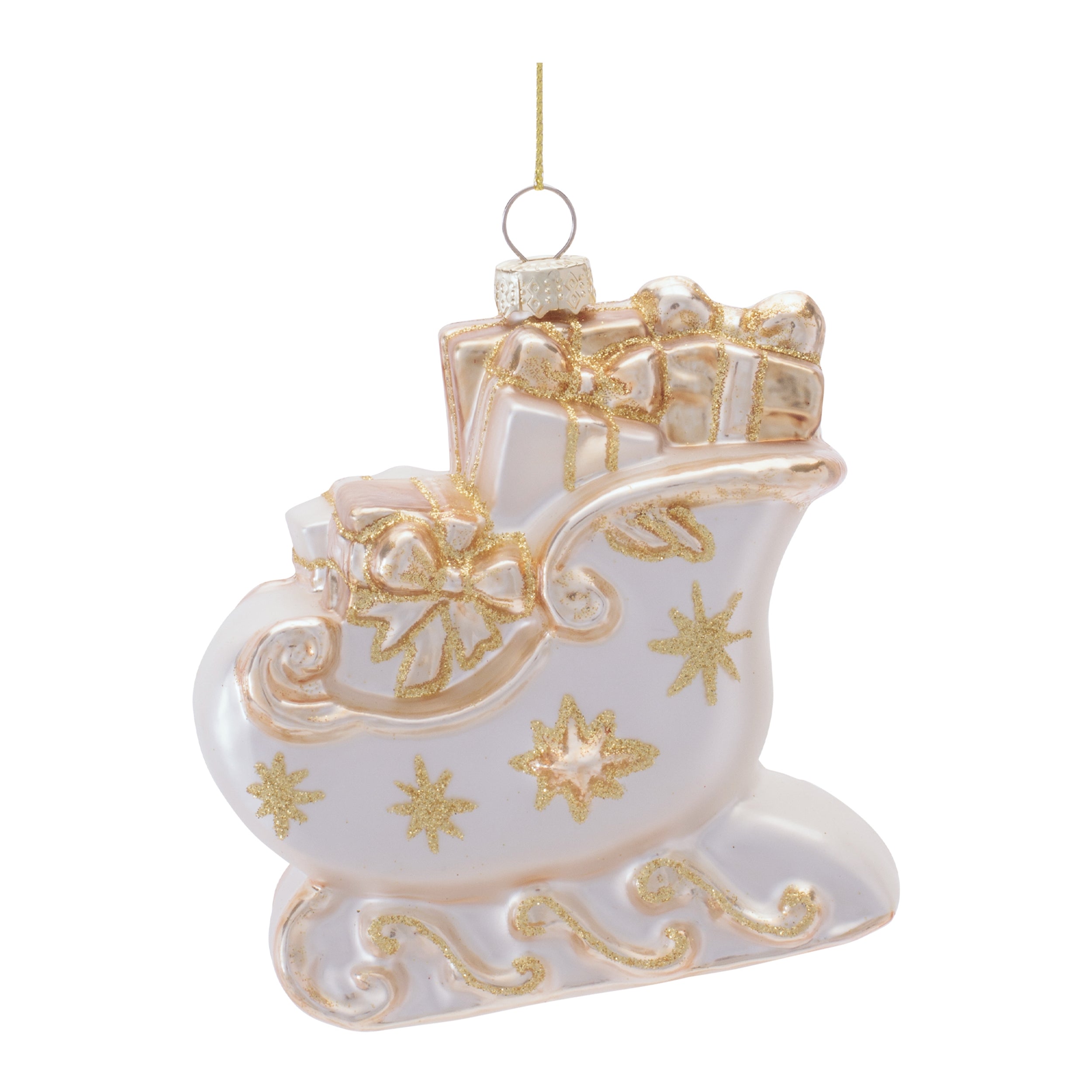 Sleigh Ornament 4”H Glass