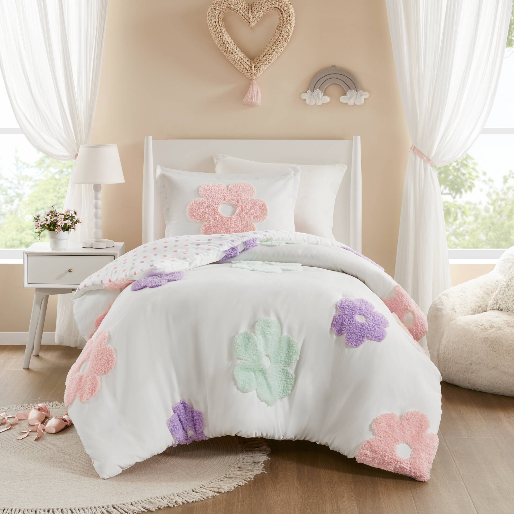 Gracie Floral Reversible Tufted Chenille Duvet Cover Set