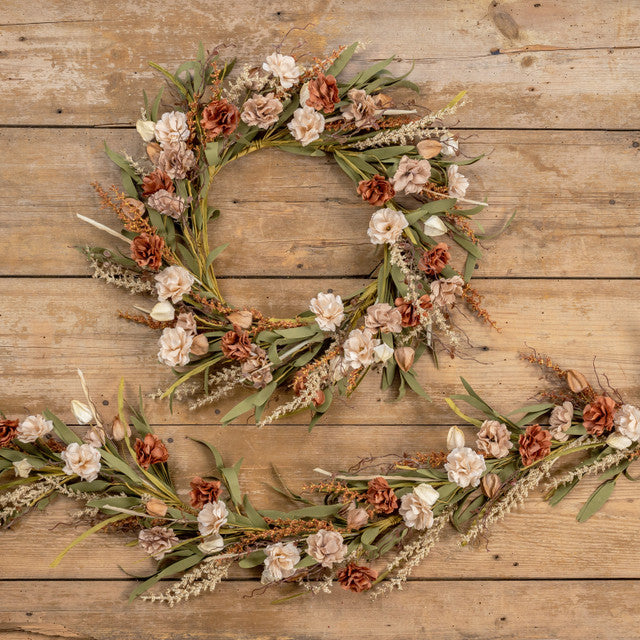 5' Fall Hues Carnation & Lantern Garland