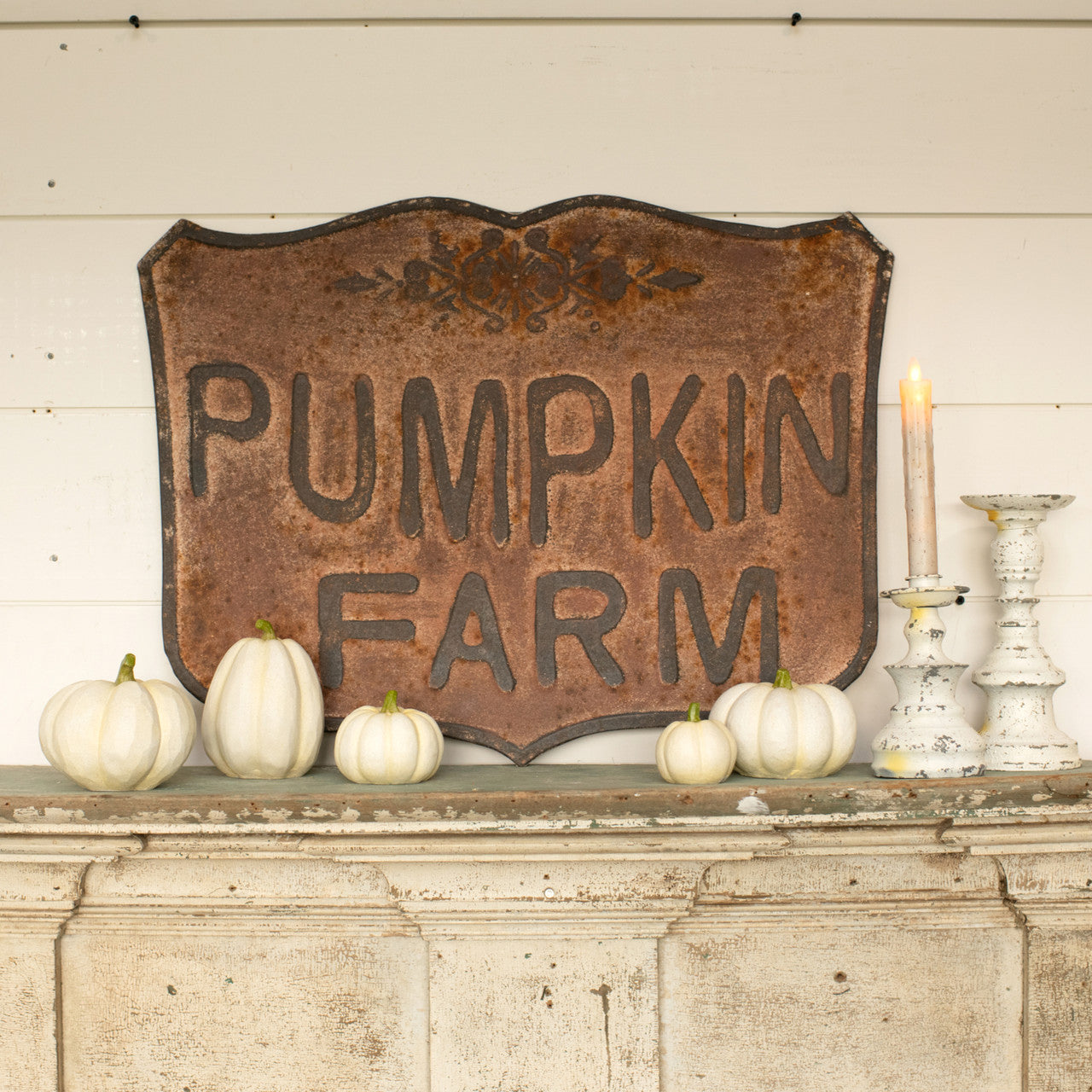 Distressed Pumpkin Farm Crest Wall Art