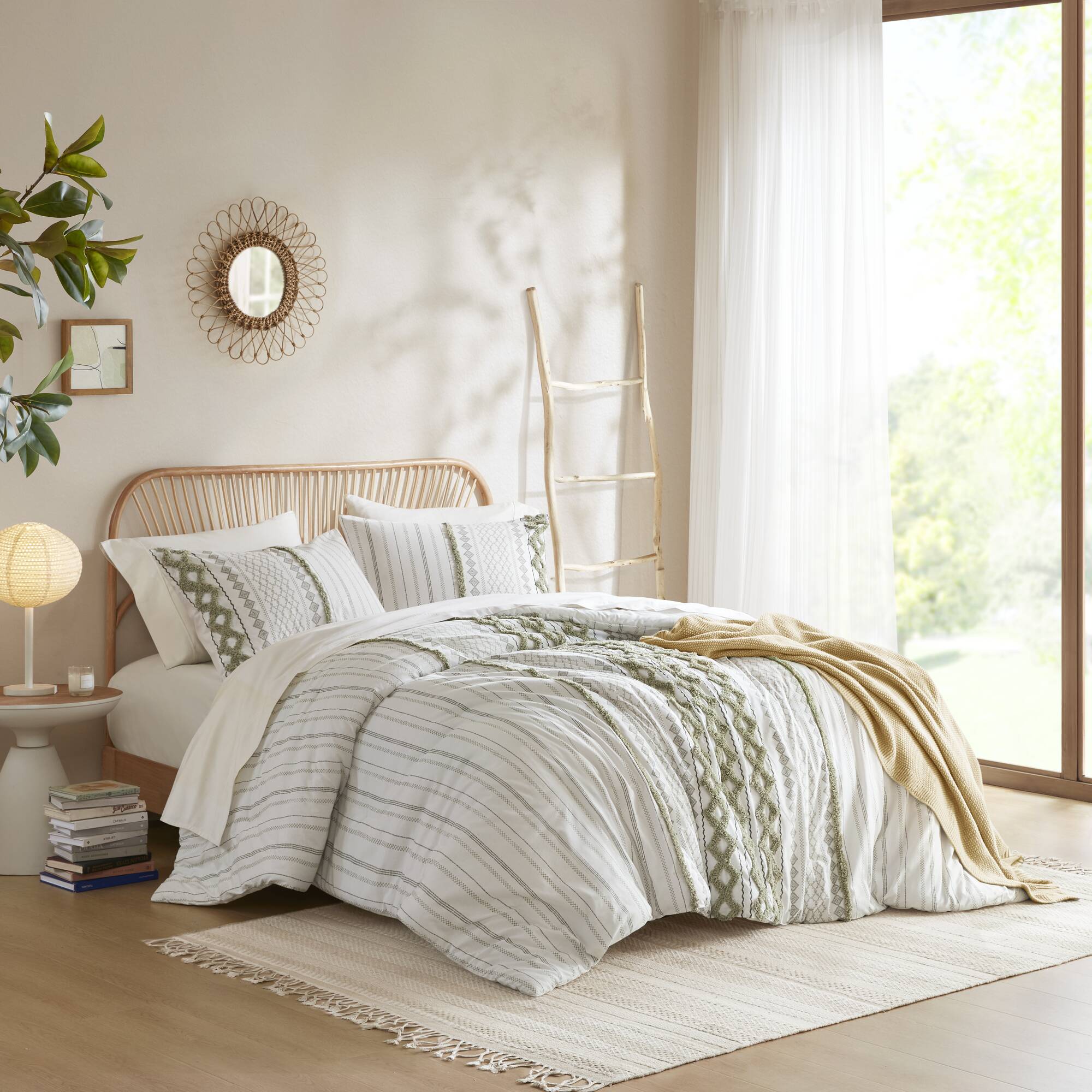 Cotton Printed Duvet Cover Set with Chenille