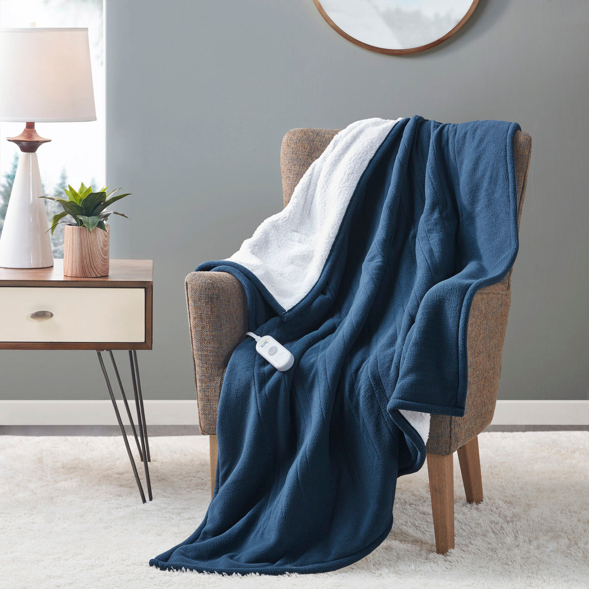 Fleece to Sherpa Heated Throw