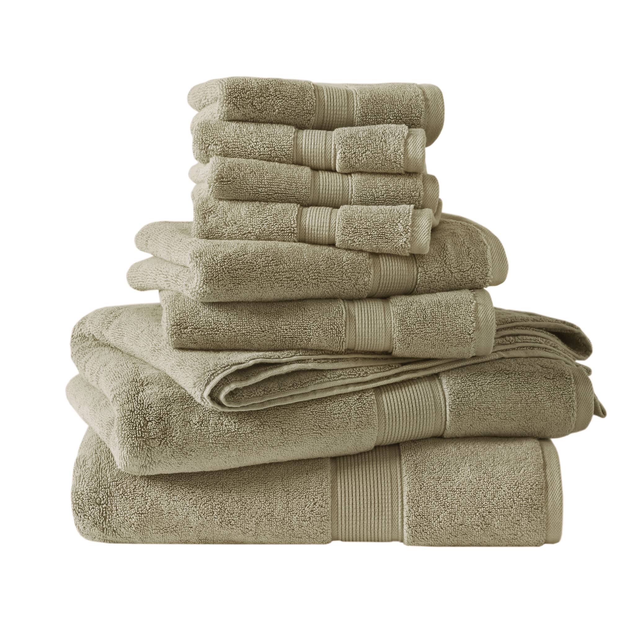 800GSM 100% Cotton 8 Piece Antimicrobial Towel Set