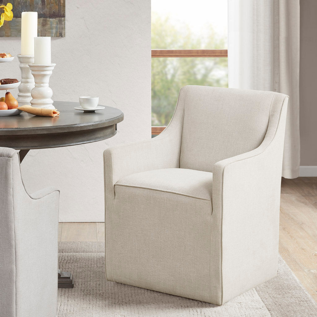 Charlotte Skirted Dining Arm Chair with Casters