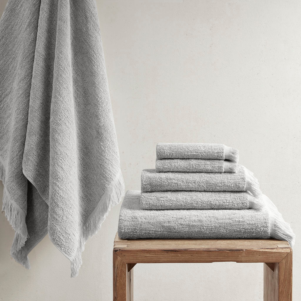 Nova Jacquard Wavy Border Zero Twist Antimicrobial Cotton Towel Set