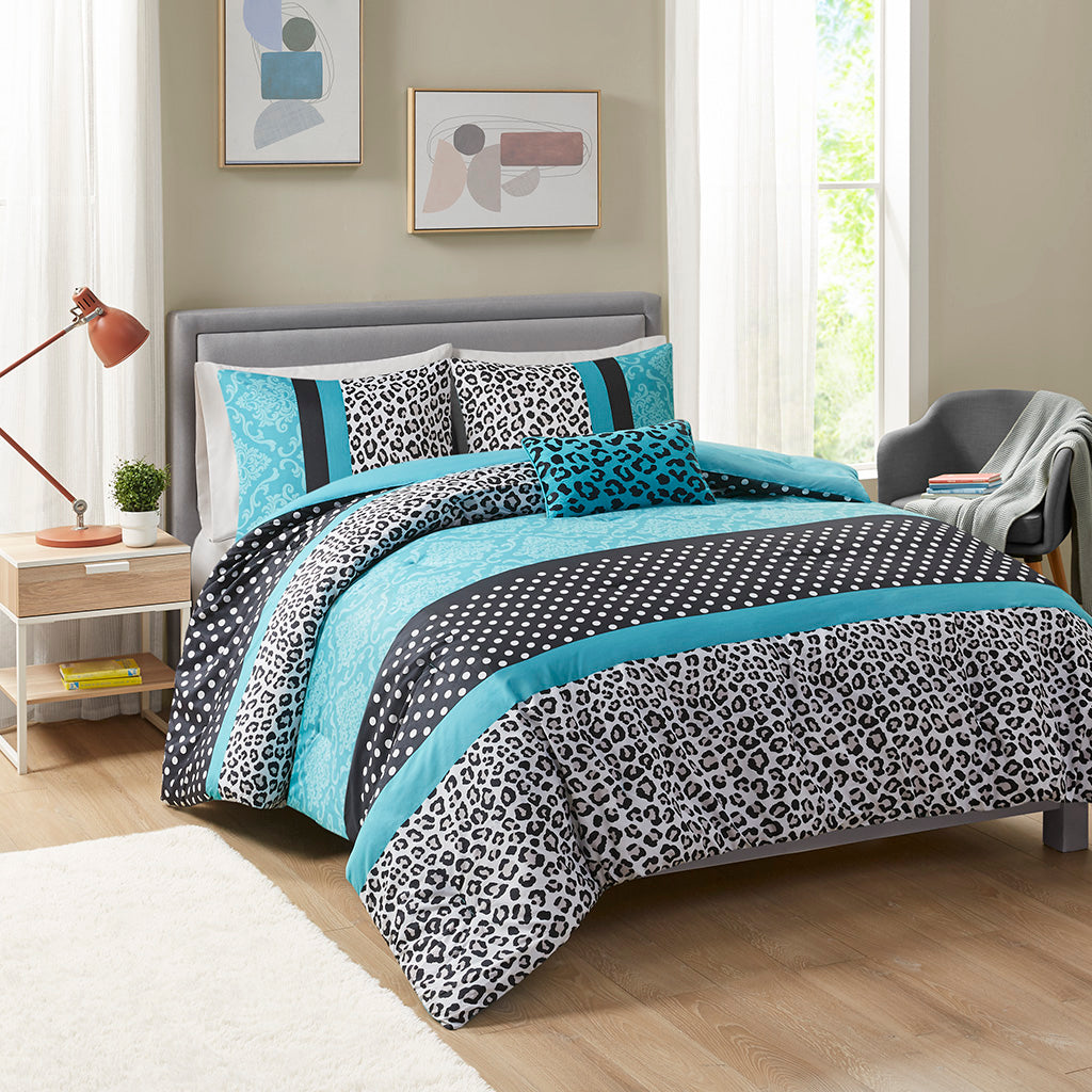 Chloe Metallic Glitter Printed Reversible Comforter Set