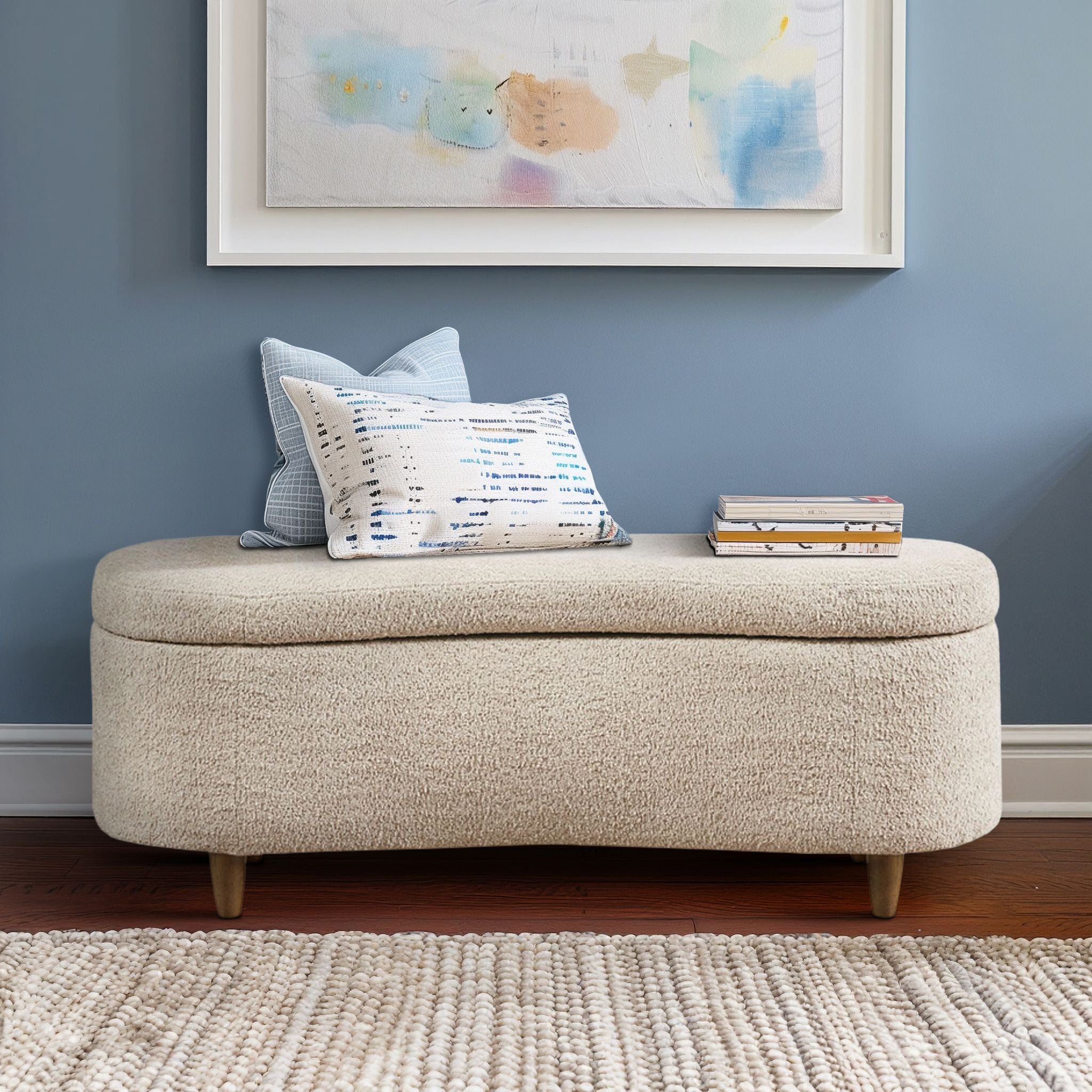 Bailey Boucle Flip Top Storage Bench