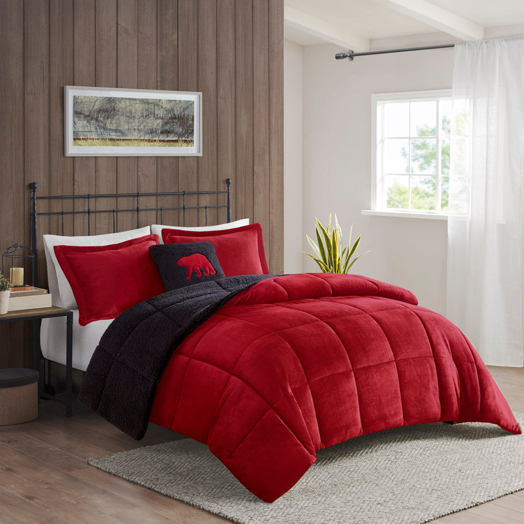 Alton Plush to Sherpa Down Alternative Comforter Set