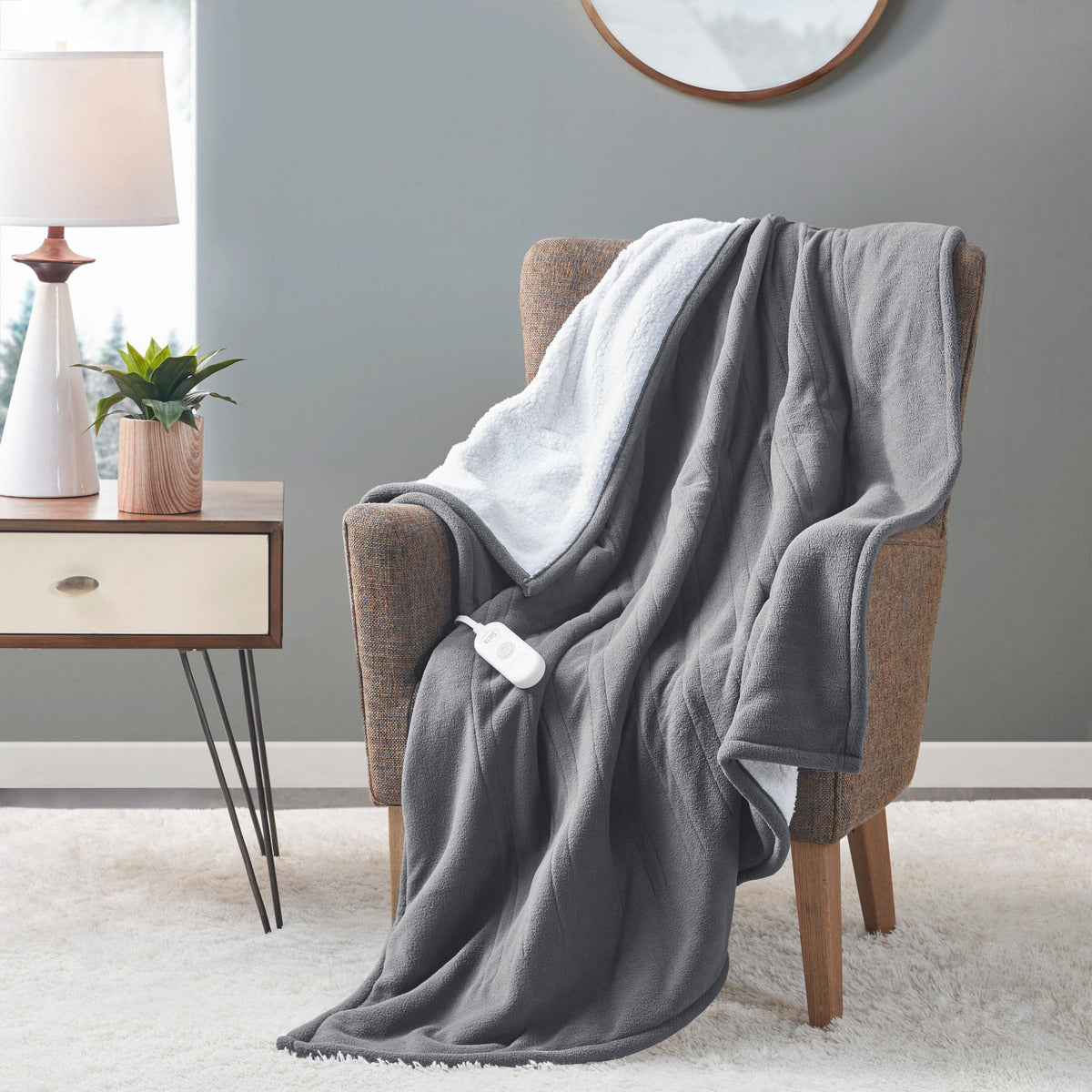 Fleece to Sherpa Heated Throw