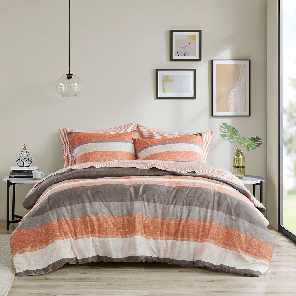 Jaxon Stripe Comforter Set with Bed Sheets