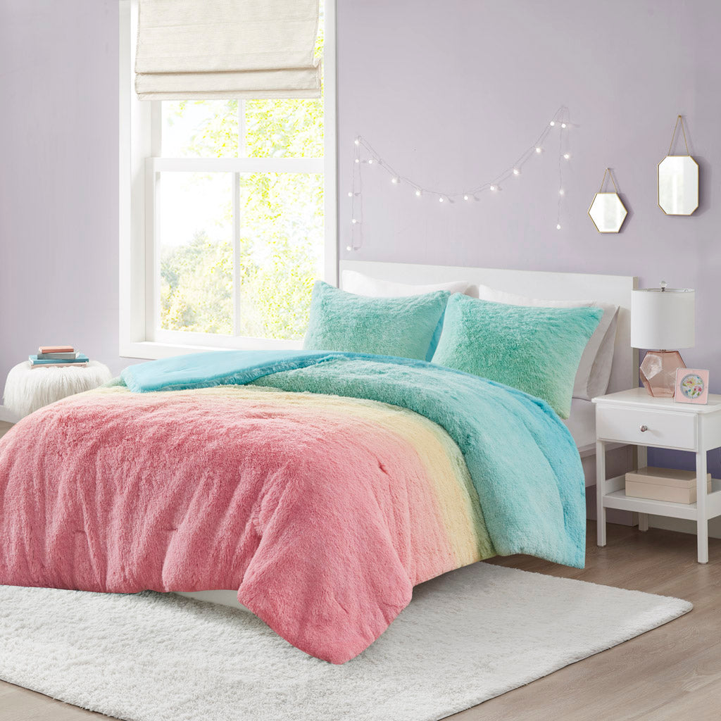 Primrose Ombre Shaggy Faux Fur Comforter Set