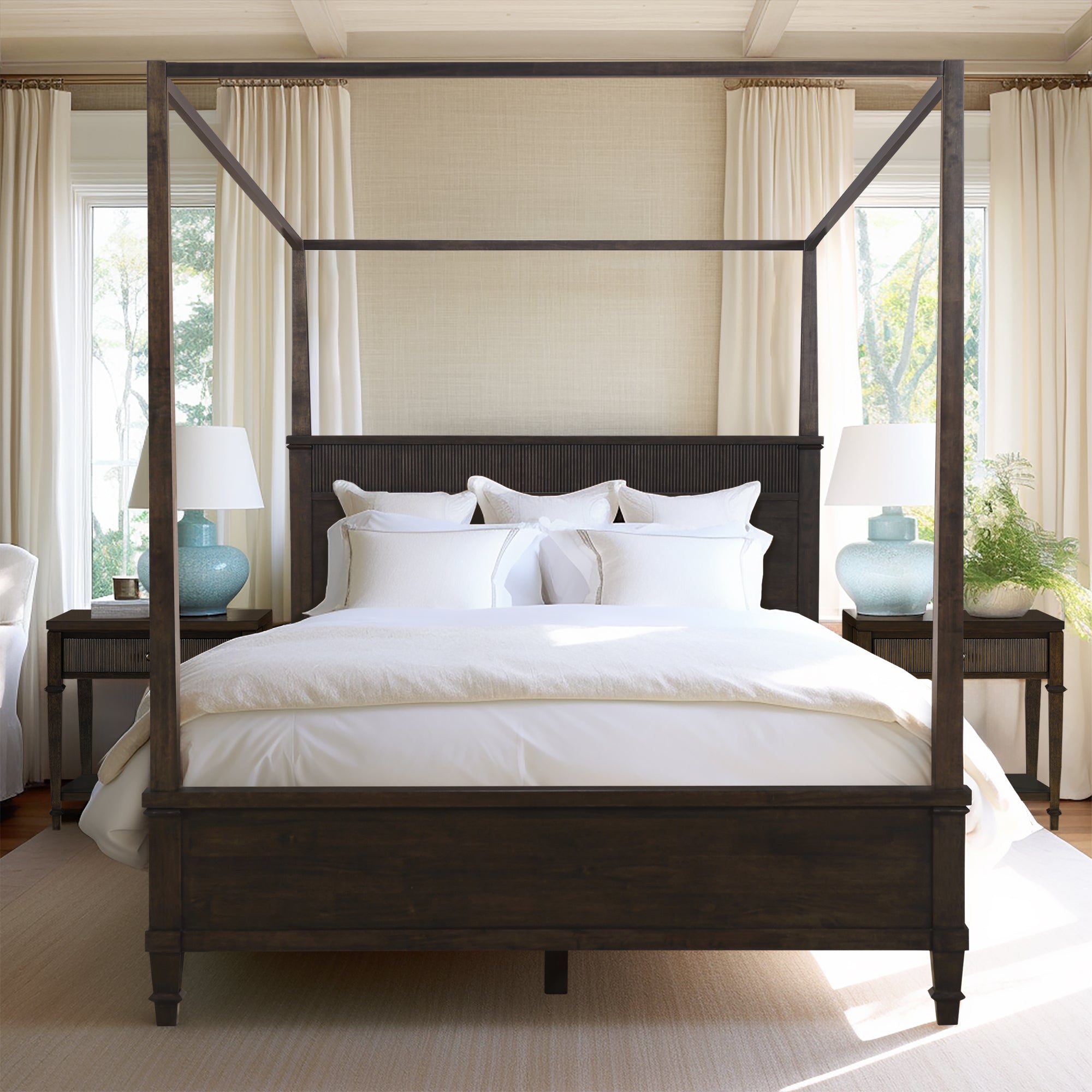 Kenna Woven Cane Queen Platform Bed