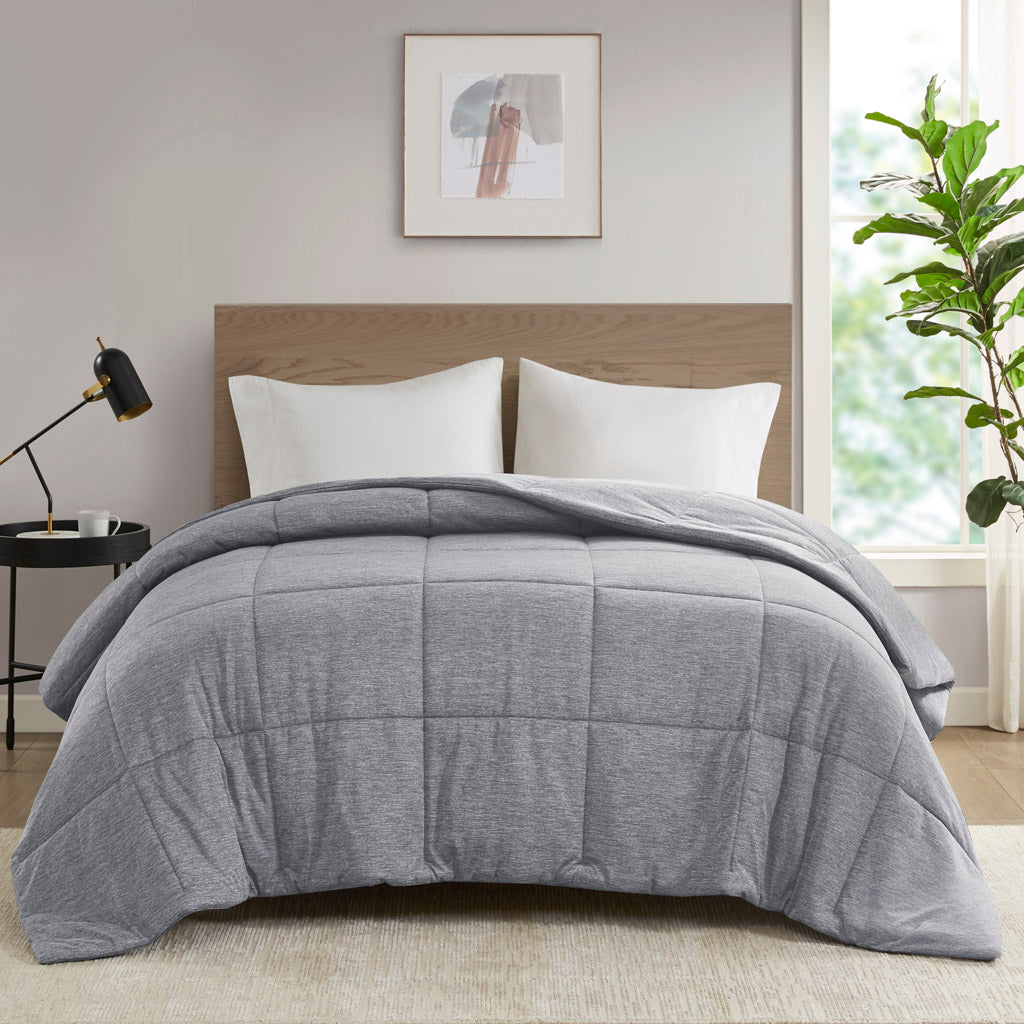 Comfort Cool Jersey Knit 100% Cotton Sateen Embroidered Duvet Cover Set