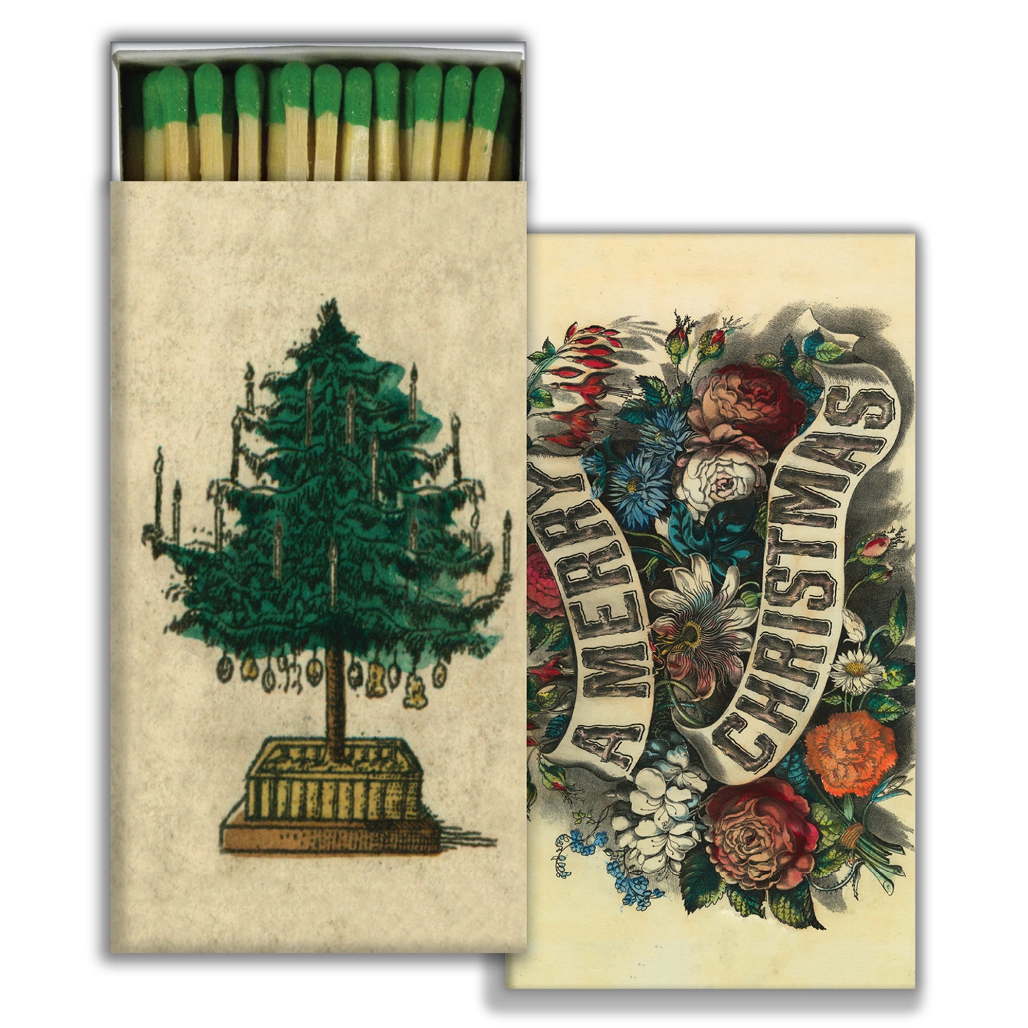 Matches - Holiday Tree & A Merry Christmas - Green