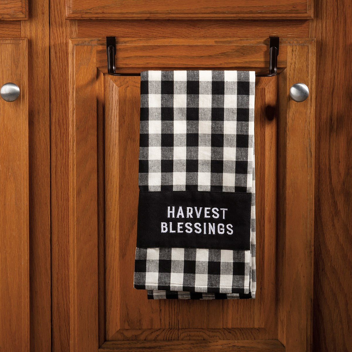 Harvest Blessings Gingham Check Kitchen Towel