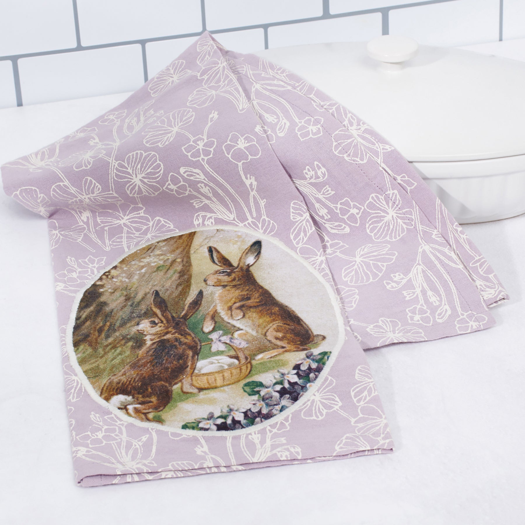 Purple Bunny Kitchen Towel