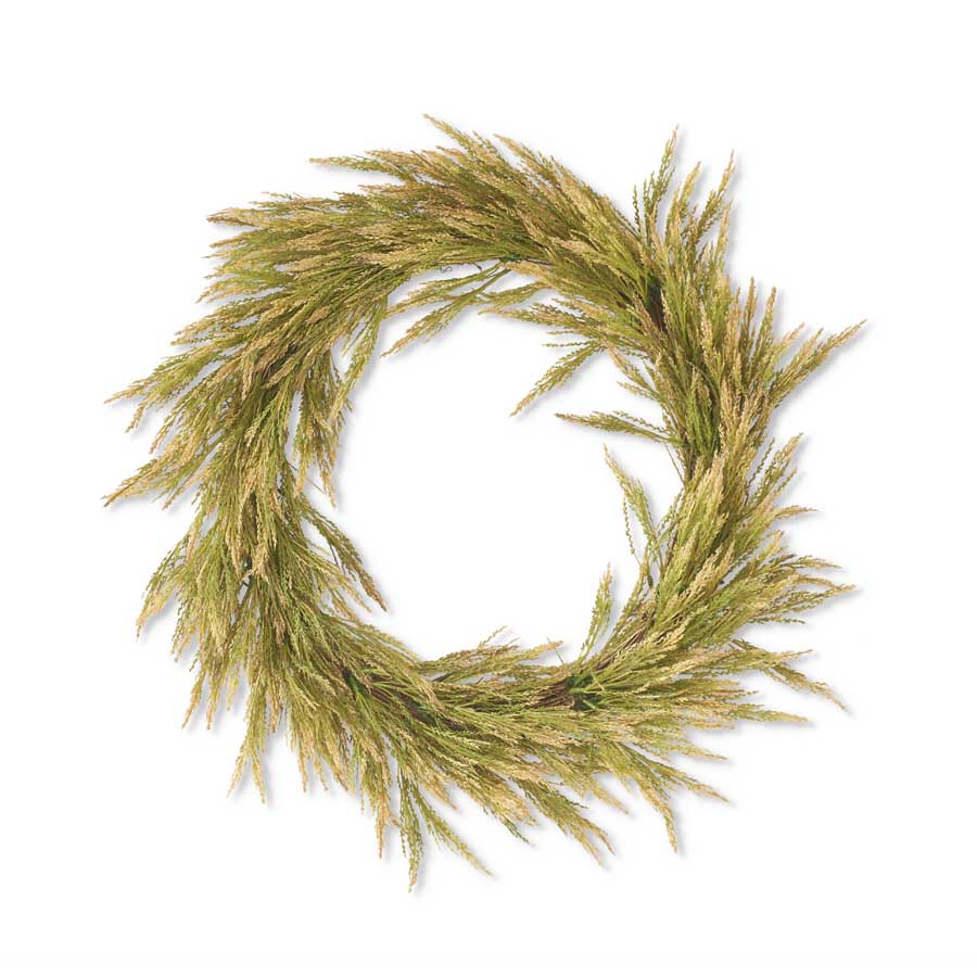 23" Natural Wheat Green Wreath (5610106978461)