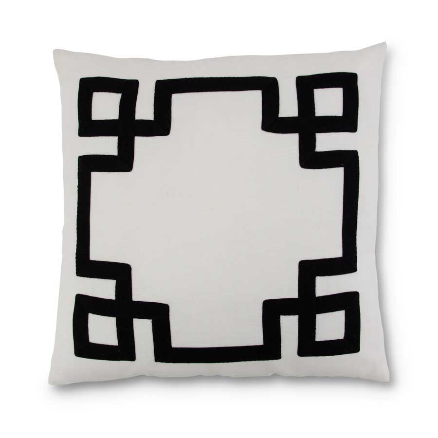 19.5" Linen Square Geometric Pillow