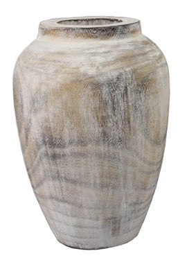 Whitewashed Wood Vase