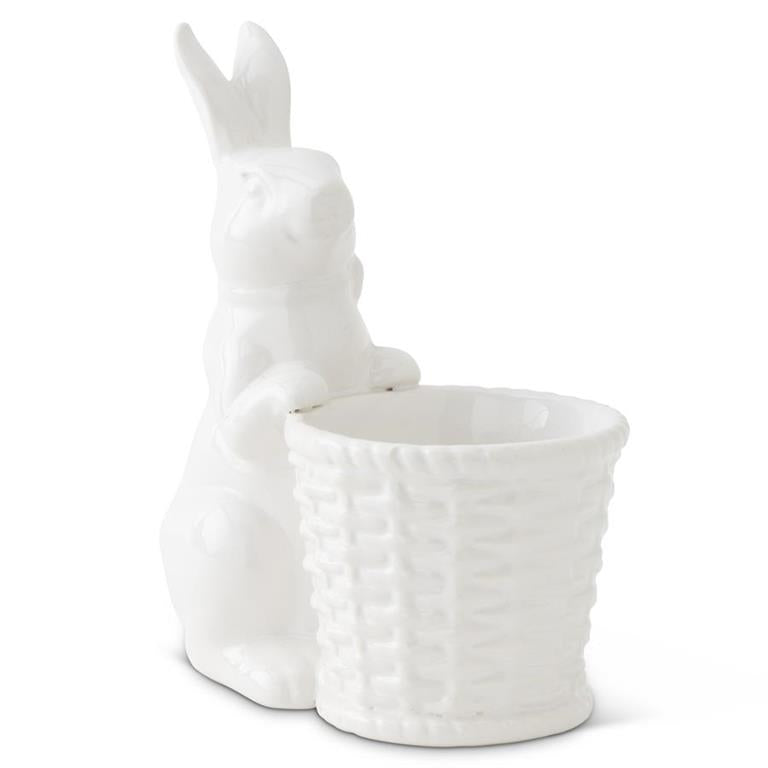 Ceramic Neutral Bunny w/ Basket