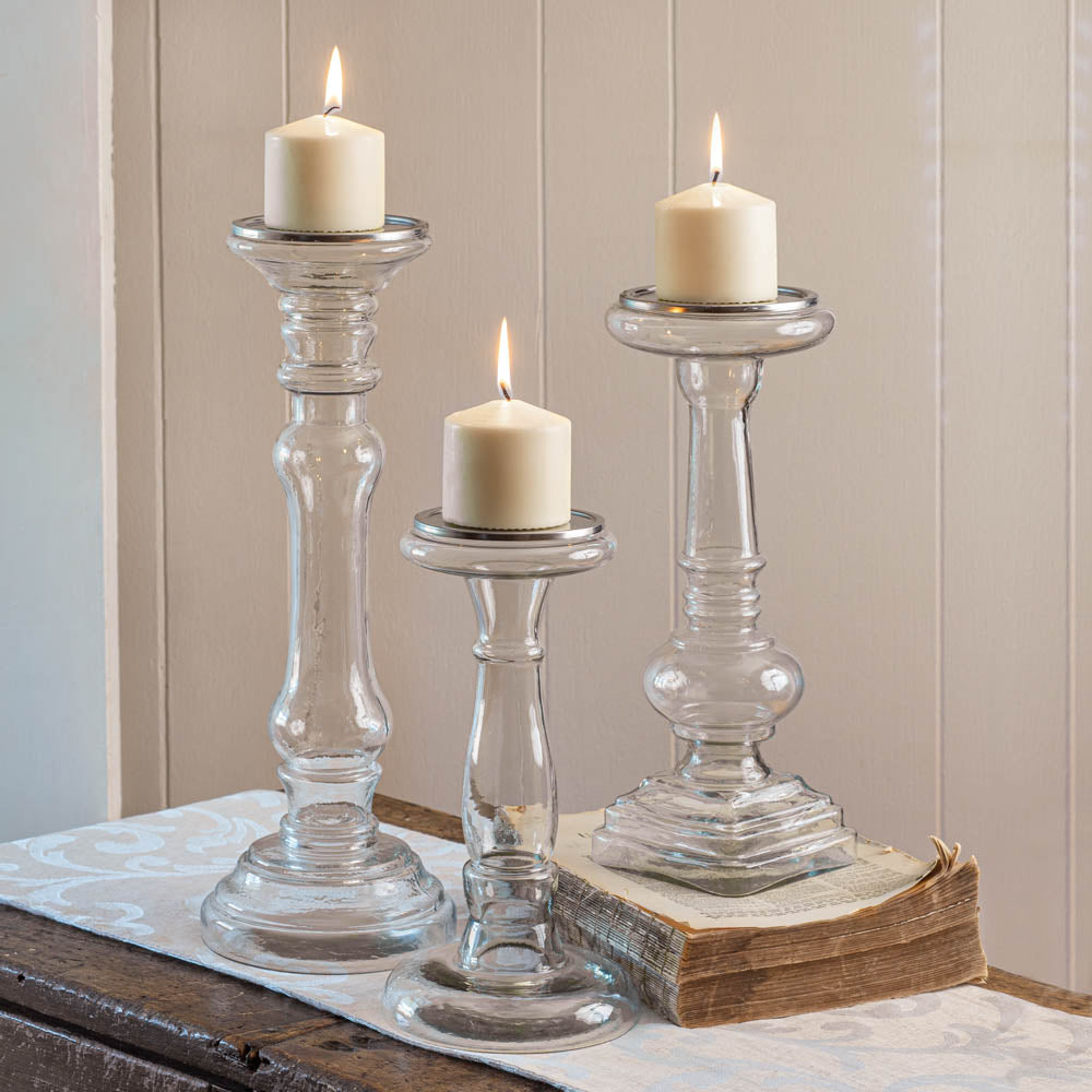 Glass Pillar Candle Holders (S/3)