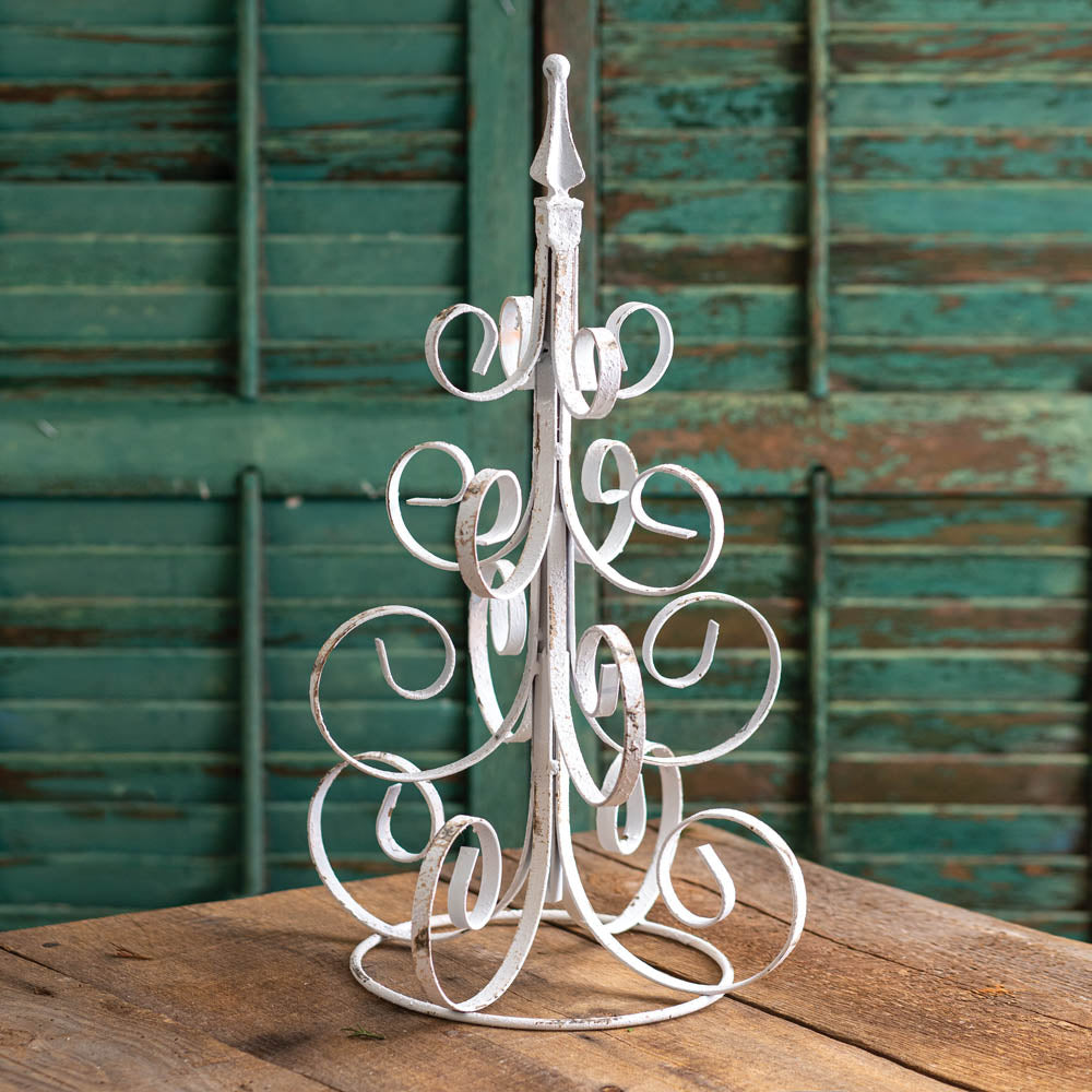 Scrolled Metal Christmas Tree - Antique White