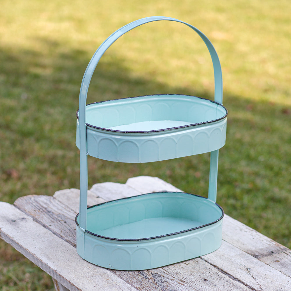Seafoam Two Tiered Tray