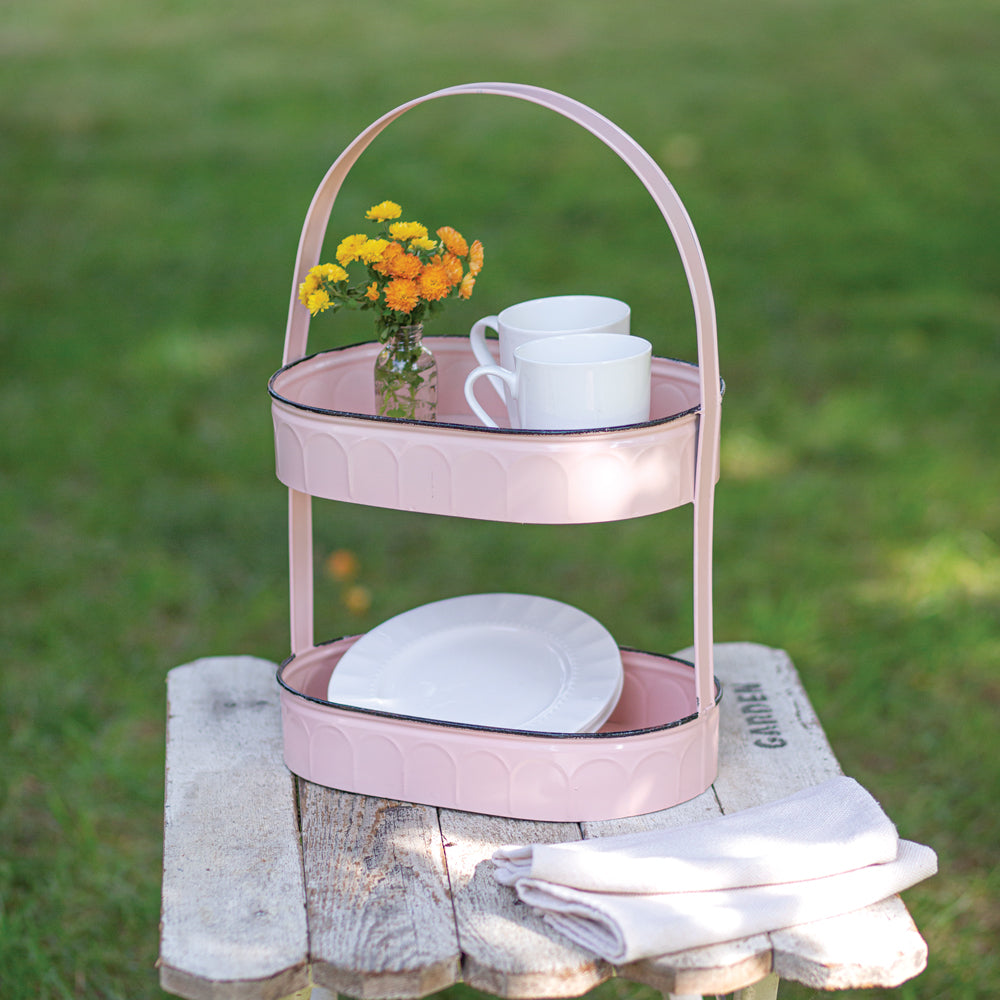 Pink Two Tiered Tray