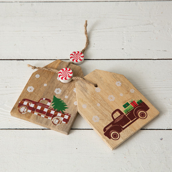 Christmas Truck Wooden Tags (S/2)