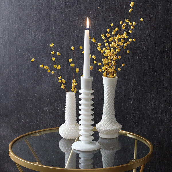 Milk Glass Taper Candle Holder (S/2)