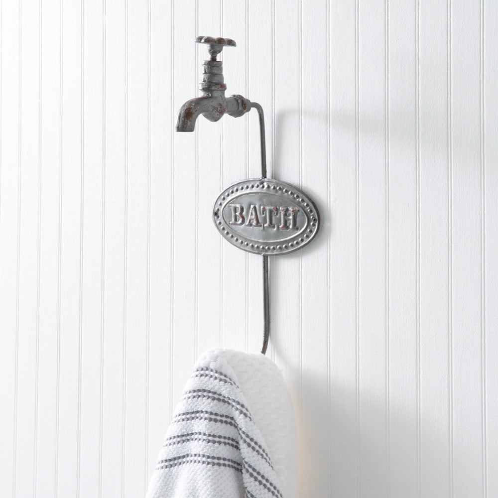 Distressed Water Faucet Bath Hook (S/2)