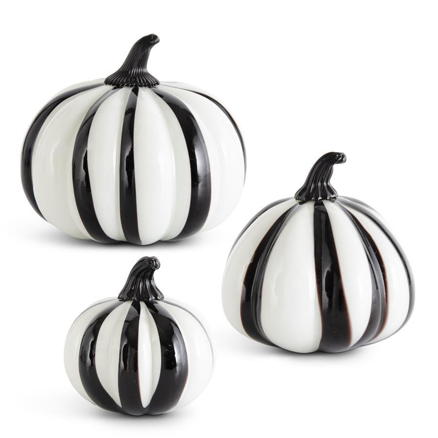 Handmade Black & White Pumpkins (S/3)