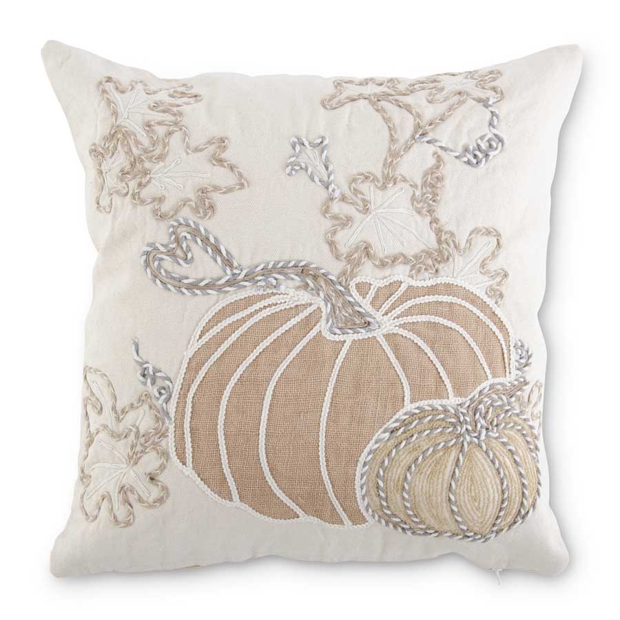 Neutral Harvest Embroidered Pillow