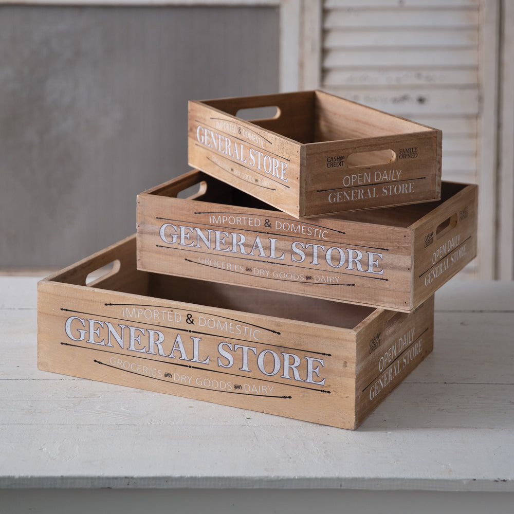 General Store Wood Crates (S/3)