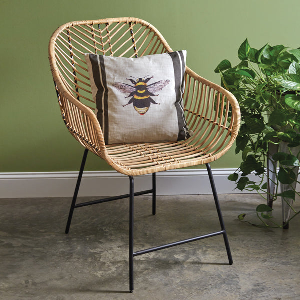 Rattan Armchair with Metal Legs