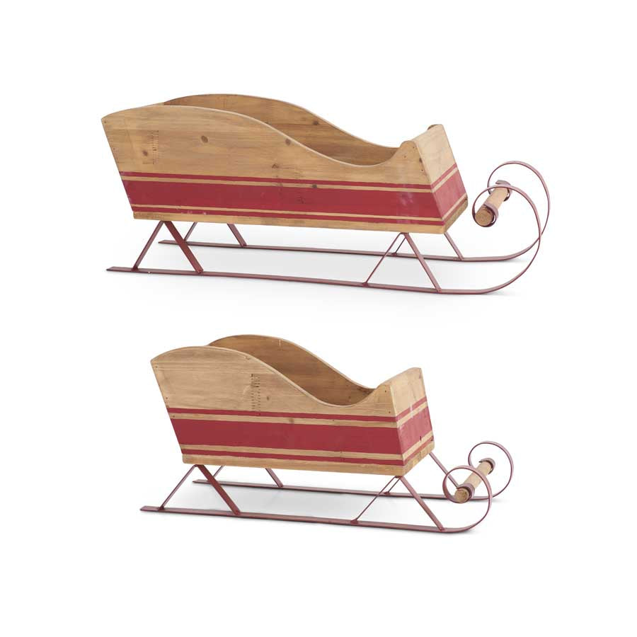 Striped Wooden Sleighs (S/2)