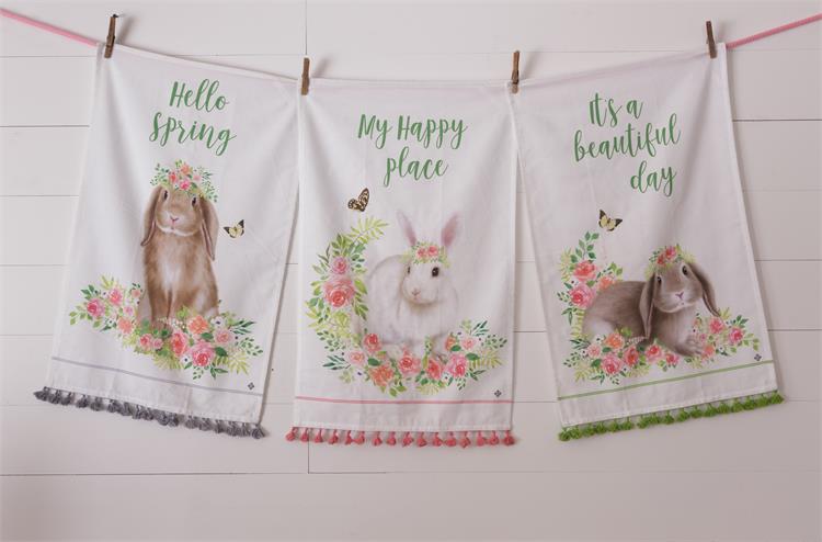 Bunnies In Bloom Tea Towels (S/3)