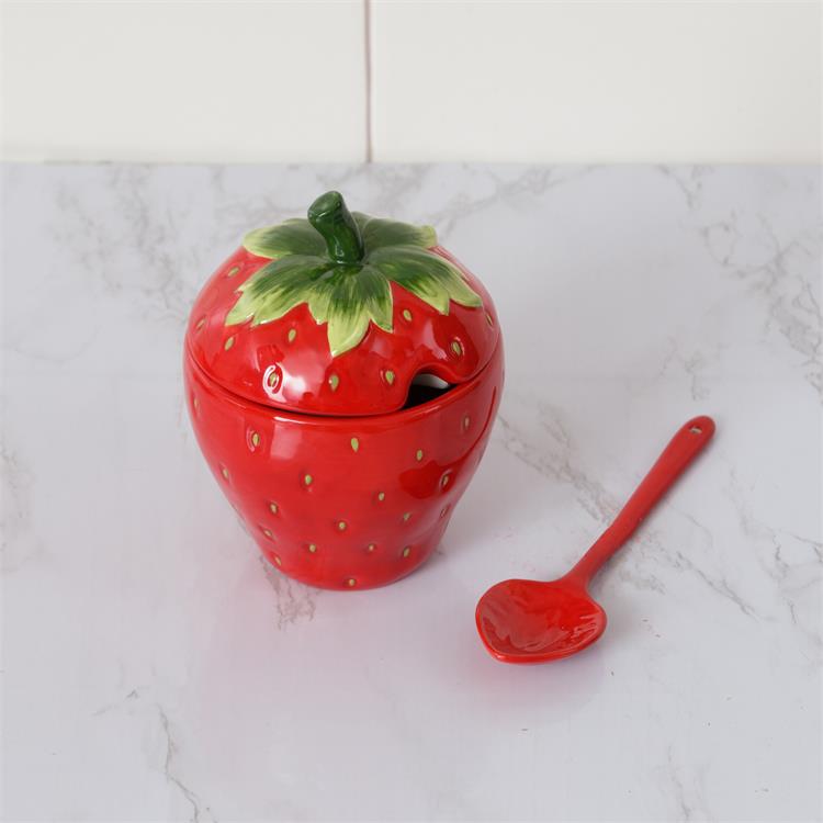Ceramic Strawberry Jar w/ Spoon